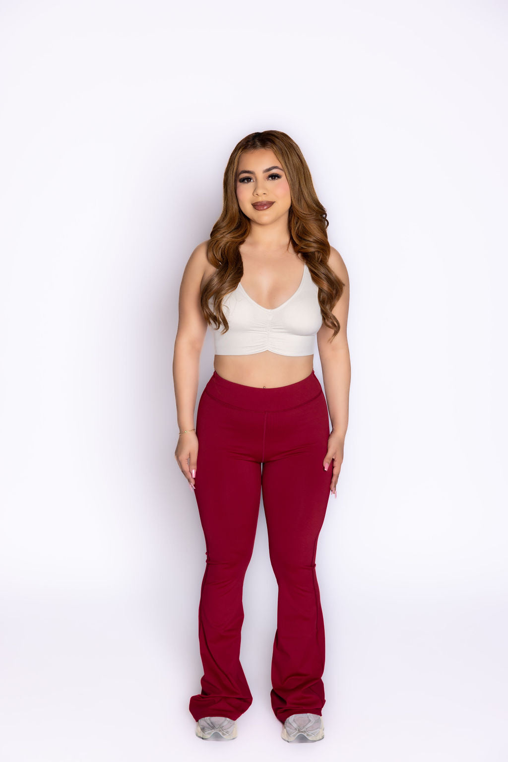 Scrunch back red leggings