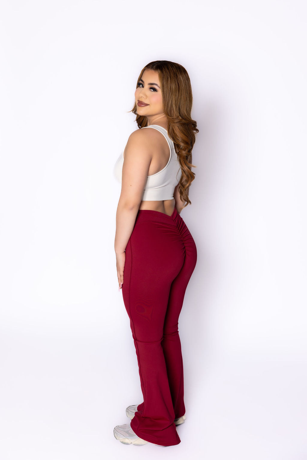 Scrunch back red leggings