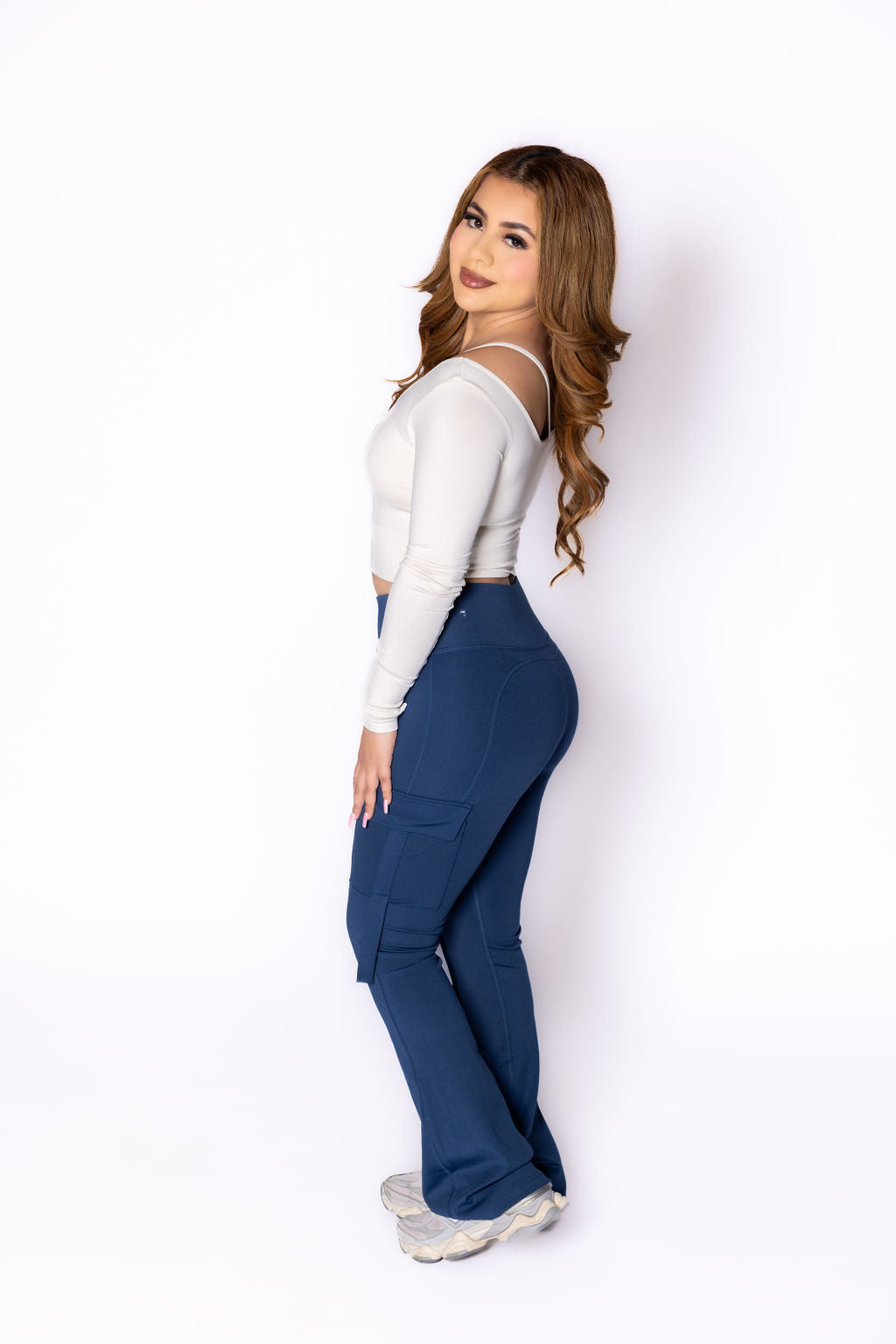 Navy blue cargo leggings