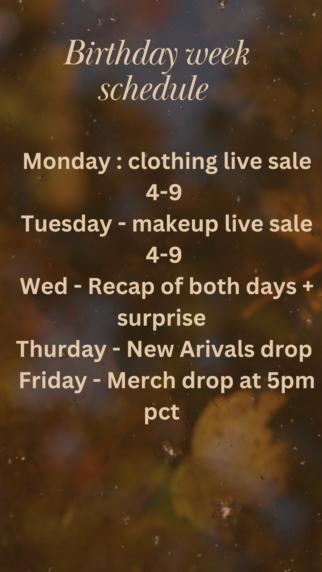 BIRTHDAY LIQUIDATION SALE