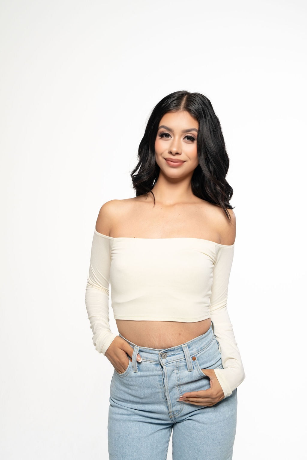 The essential off the shoulder crop top