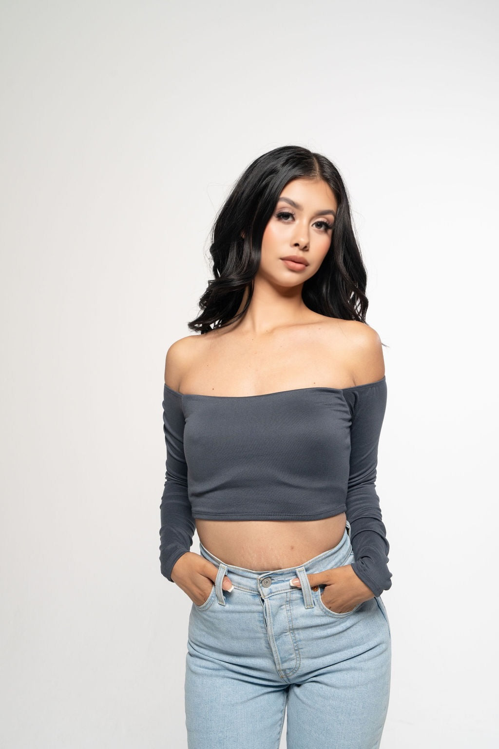 The essential off the shoulder crop top