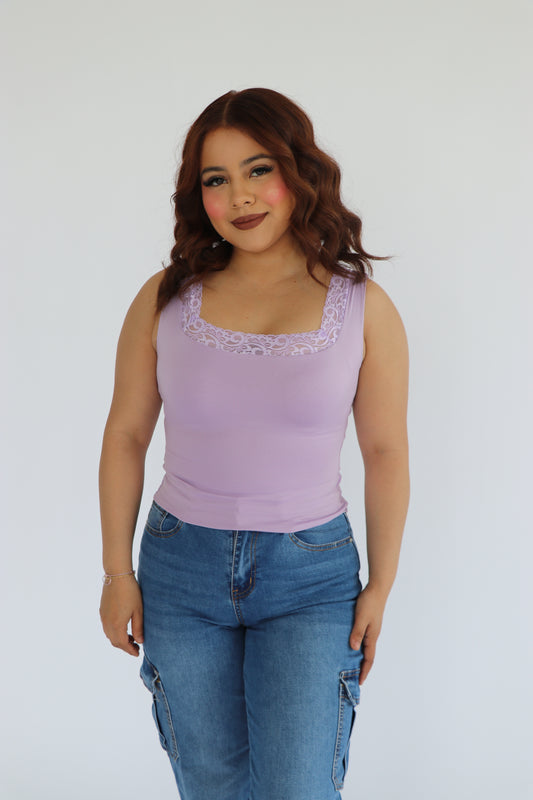 Lilac laced tank top