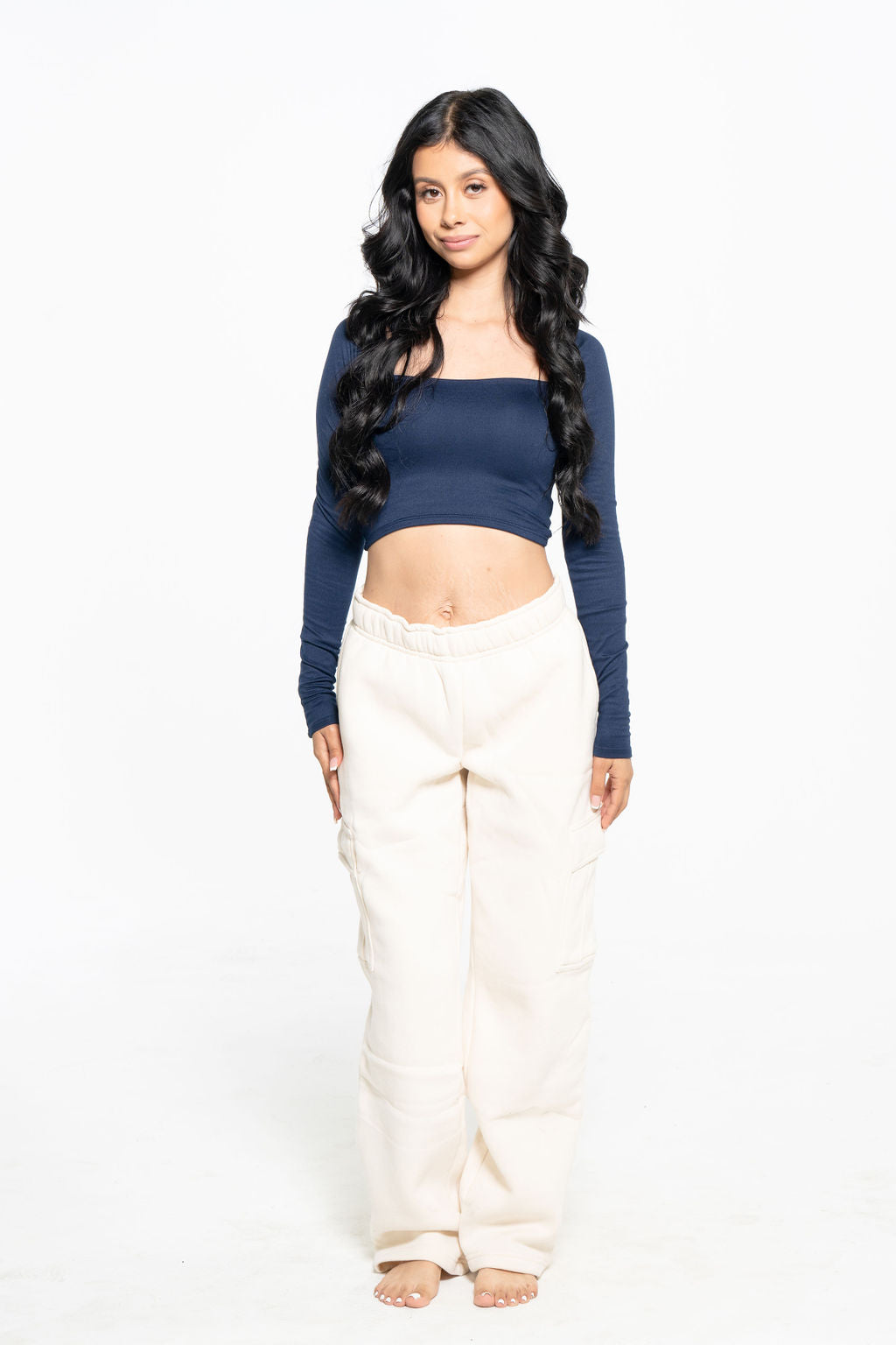 The essential square neck long sleeves crop tops