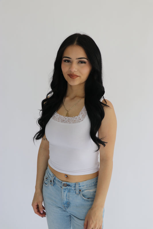 White laced tank top