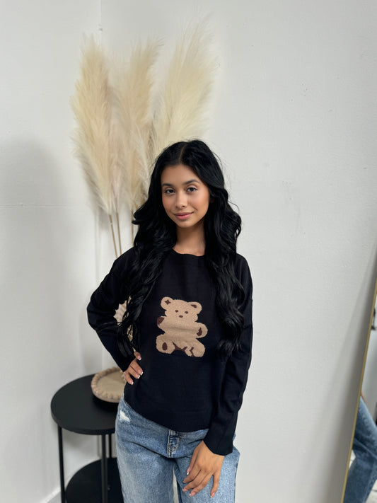 teddy sweater top ( black )