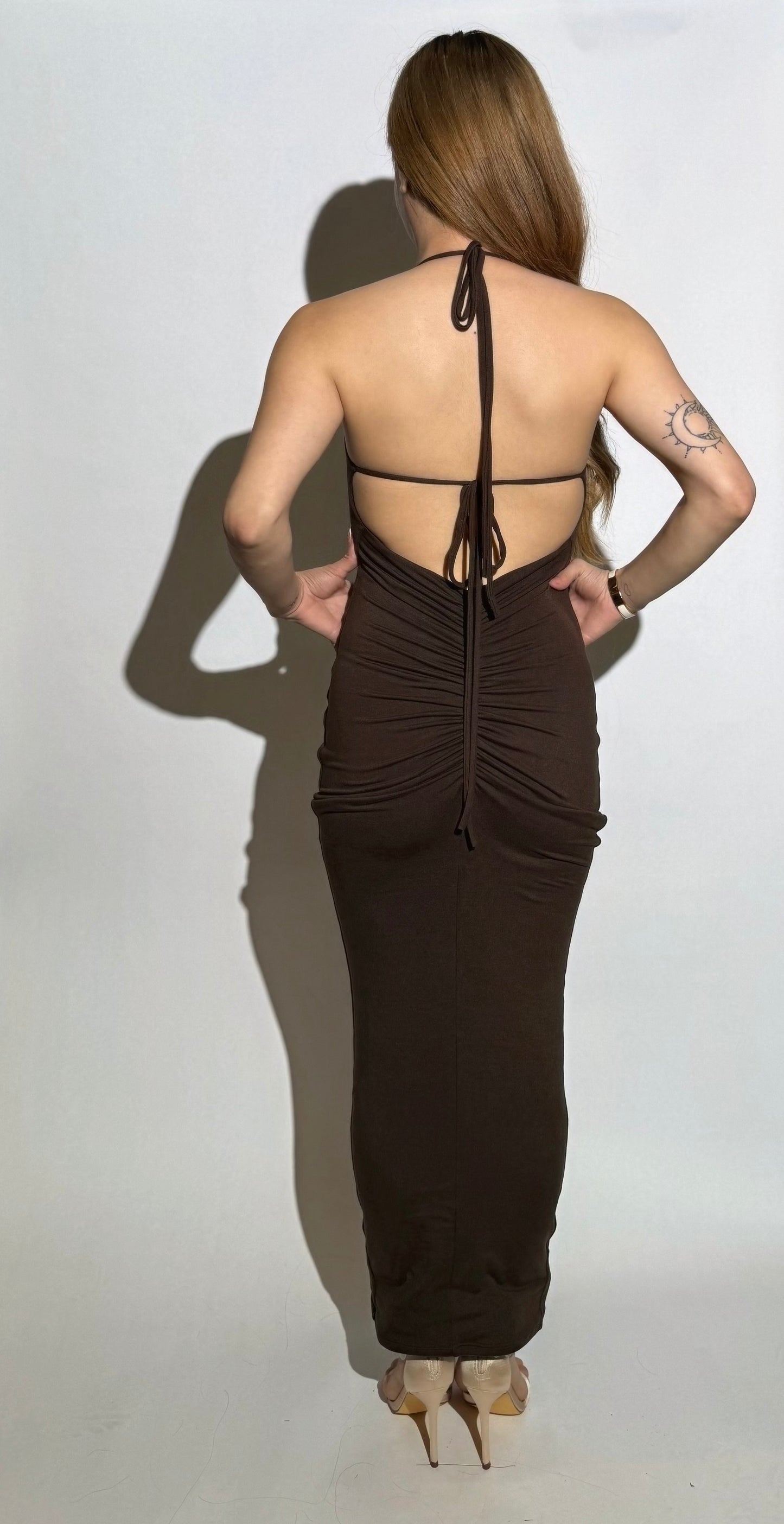 The essential open back scrunch dress