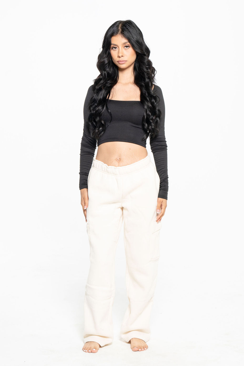 The essential square neck long sleeves crop tops