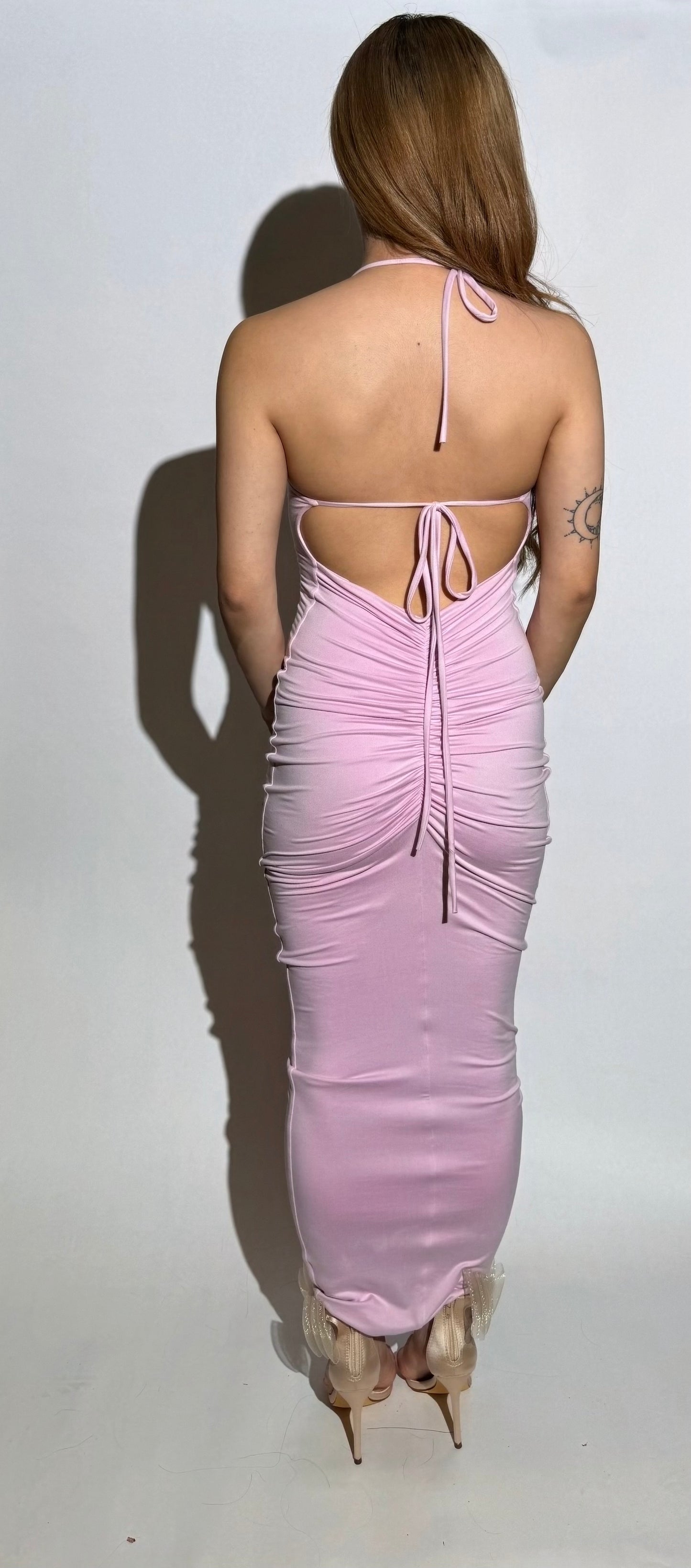 The essential open back scrunch dress