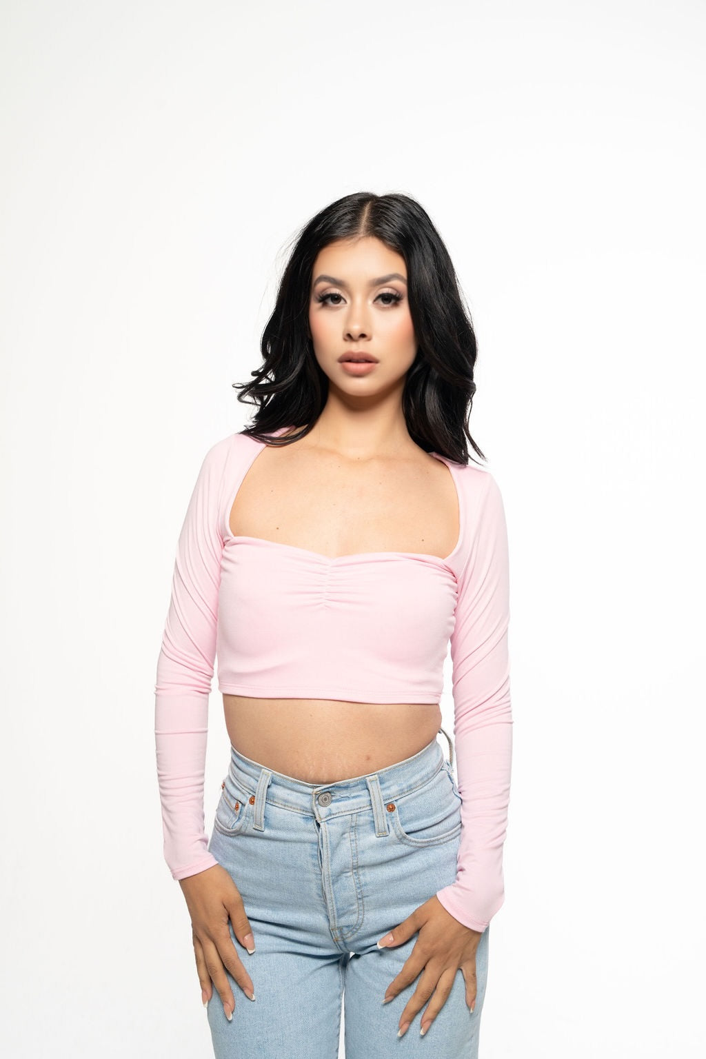 The essential long sleeve crop top scrunched