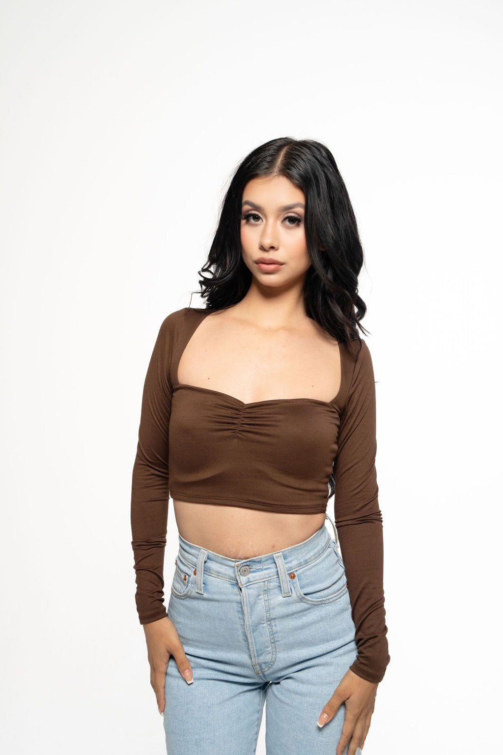 The essential long sleeve crop top scrunched