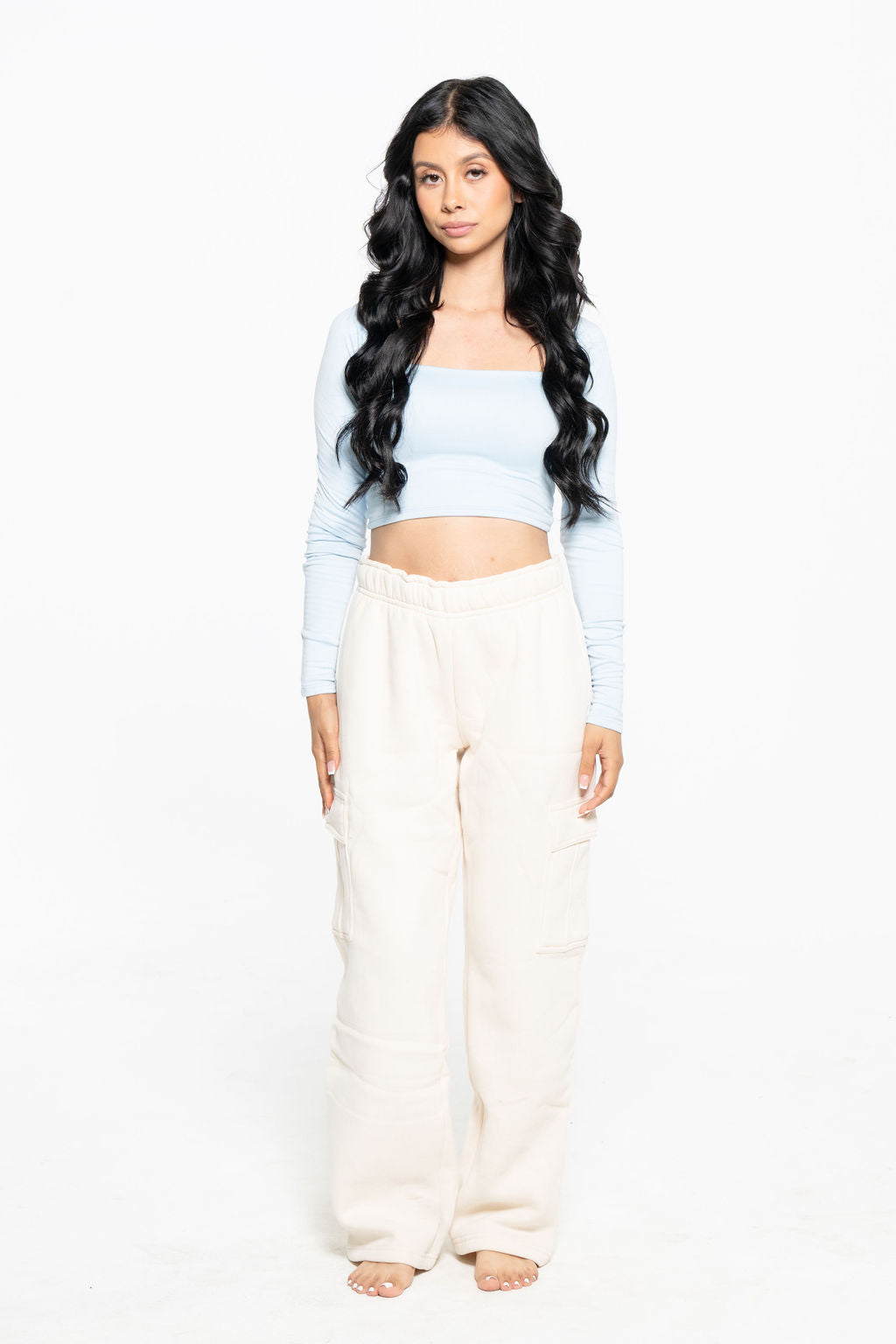 The essential square neck long sleeves crop tops