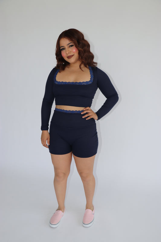 Navy Blue Ribbed Top ONLY