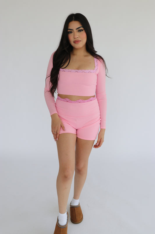 Pink Ribbed Top Only