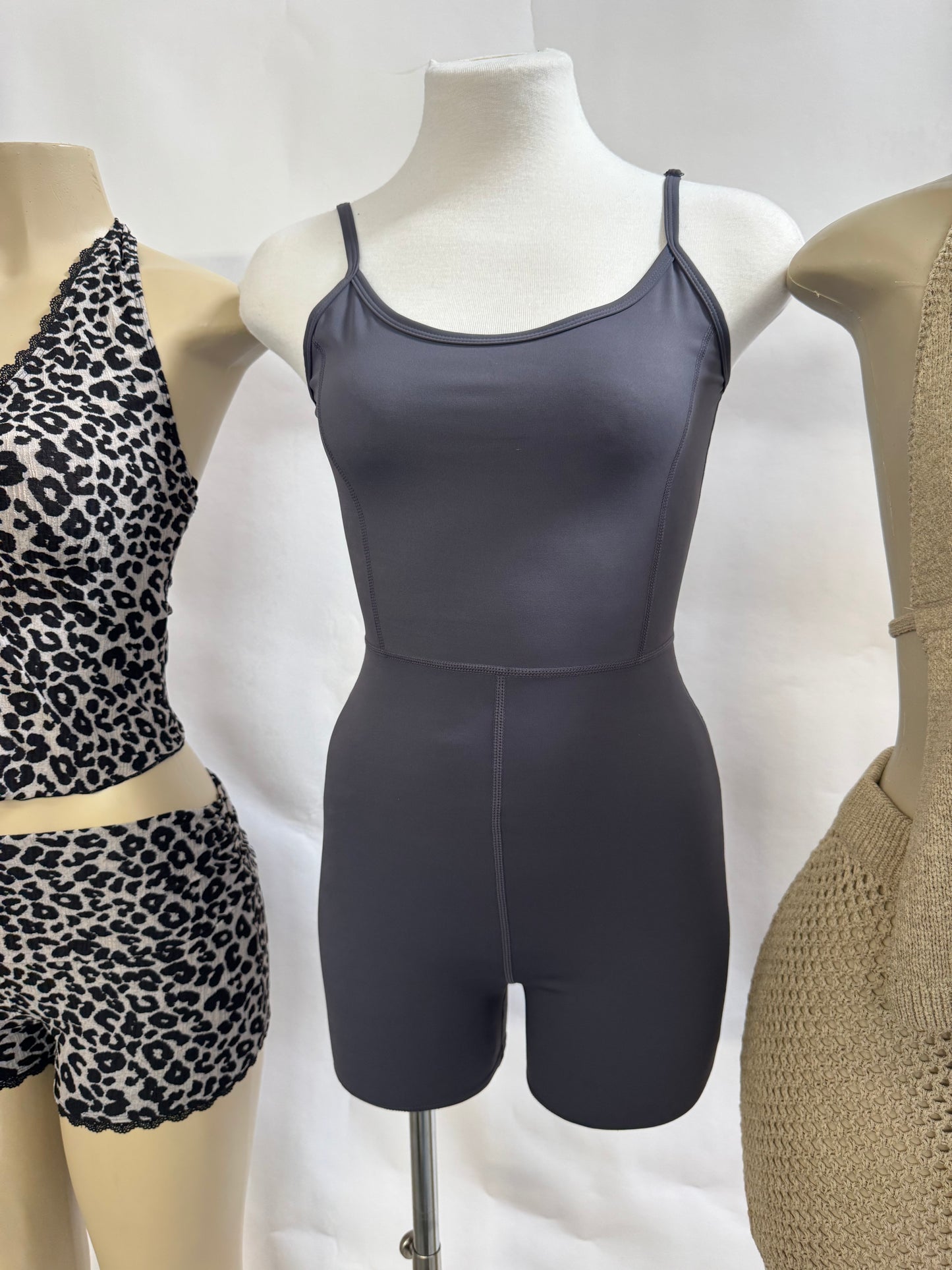 Gray Snatched Romper